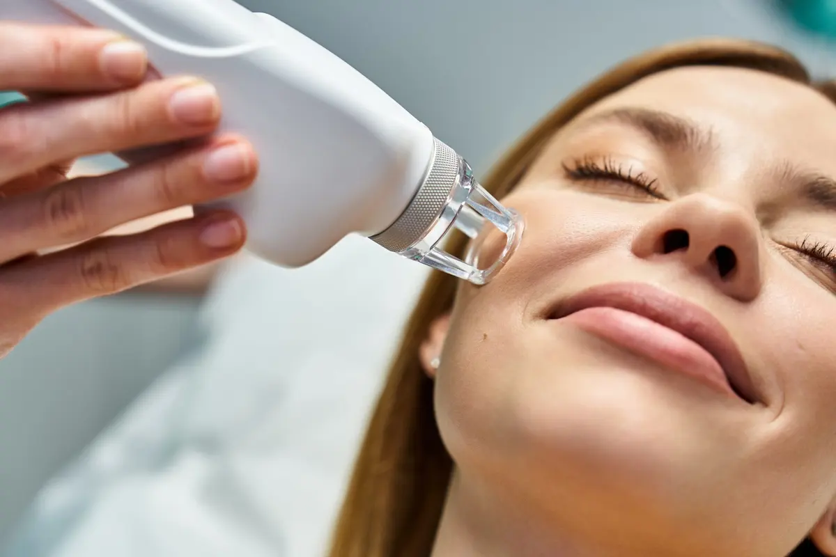 IPL acne treatment on a client's face at Inga's Secrets Aesthetics Northampton